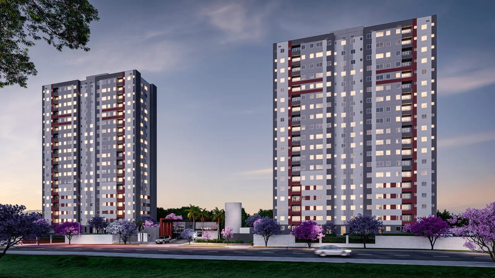 Fachada do Inspire Residence em Inova Parque